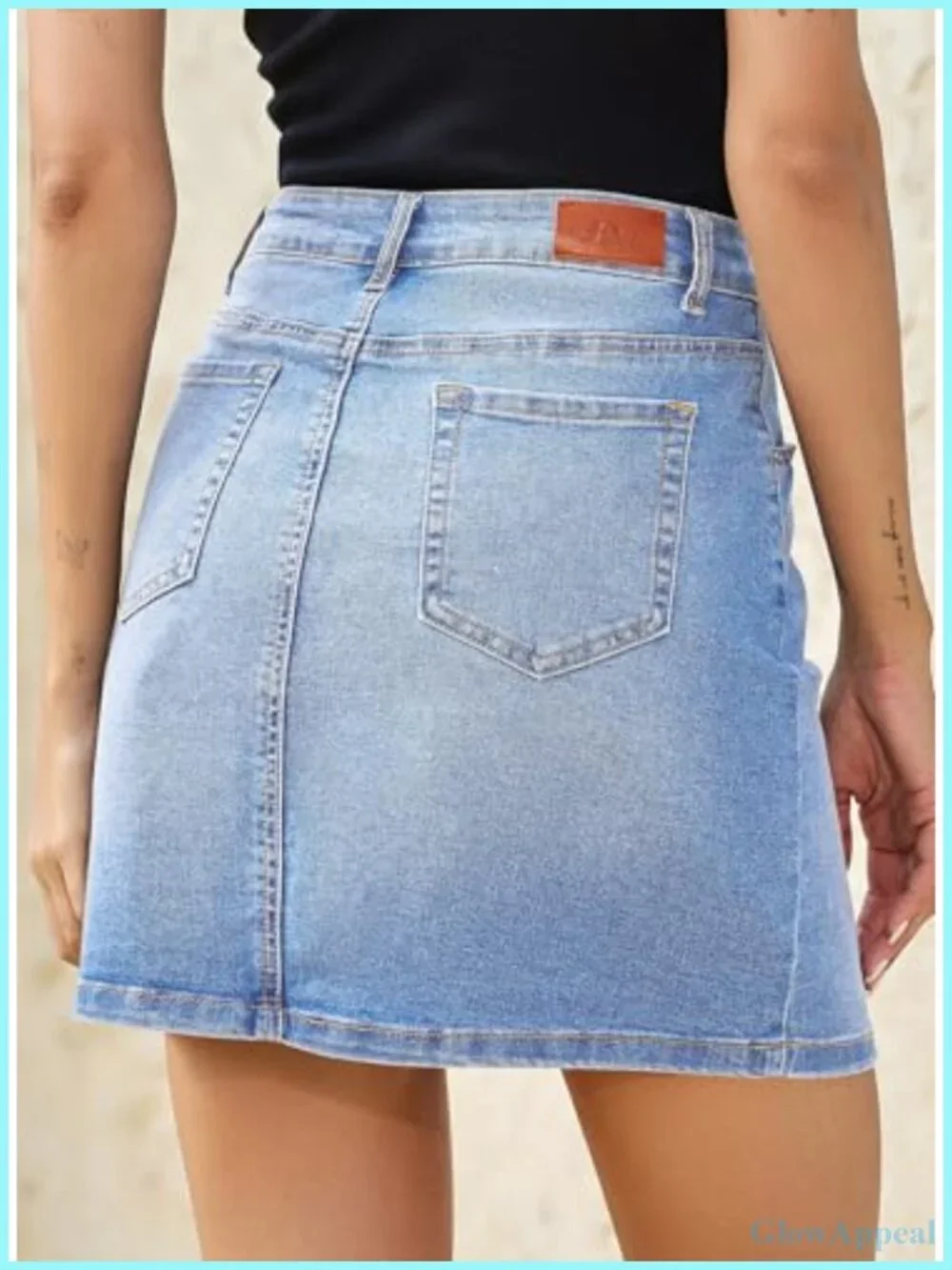 High Waist Drawstring Stretchy Mini Jean Skirt with Pockets Casual Summer
